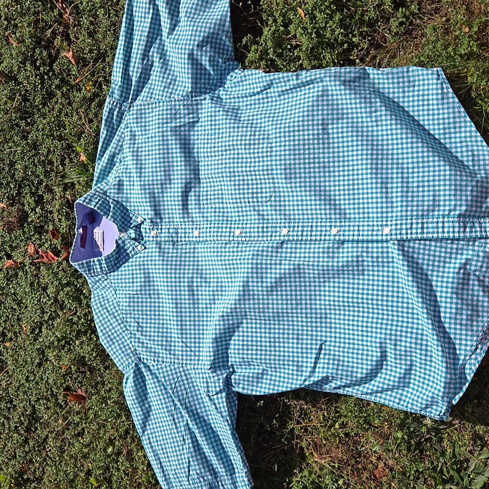 SERO ▪︎ Men's Green & White Gingham Shirt, Size XL